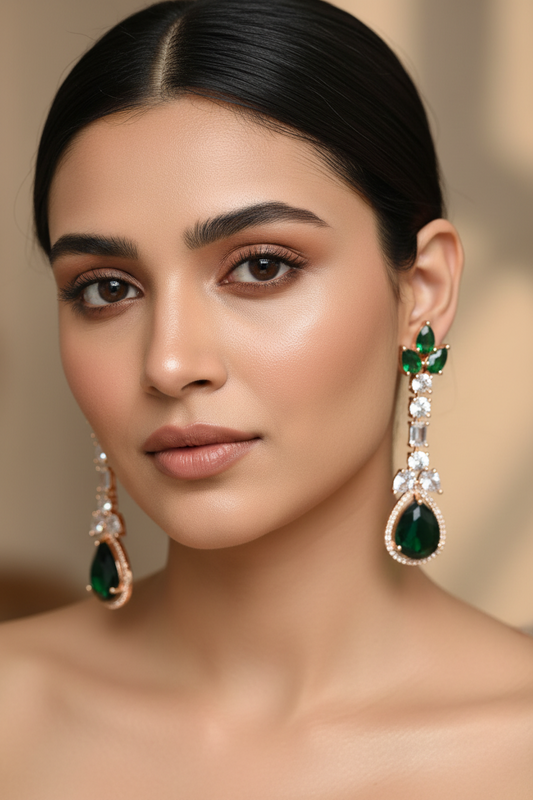 Green Eden Danglers Rose Gold