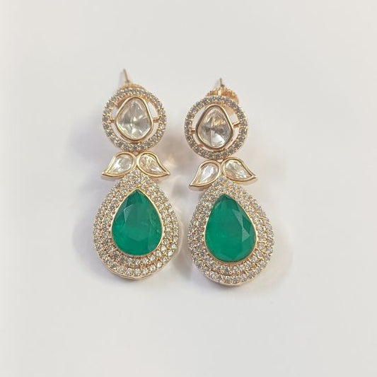 Green Gauri Kundan Drops