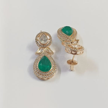 Green Gauri Kundan Drops