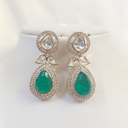 Green Gauri Kundan Drops