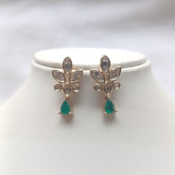 Green Gill Kundan Studs Gold