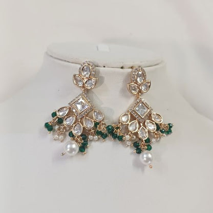 Gold Harika Dangle Earrings with Carat Plating on Brass 