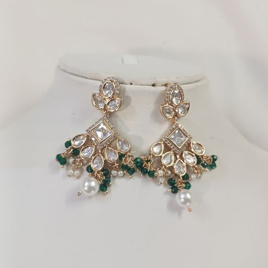 Gold Harika Dangle Earrings with Carat Plating on Brass 