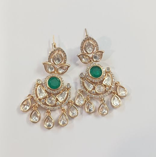 Green Harshi Kundan Chandbali