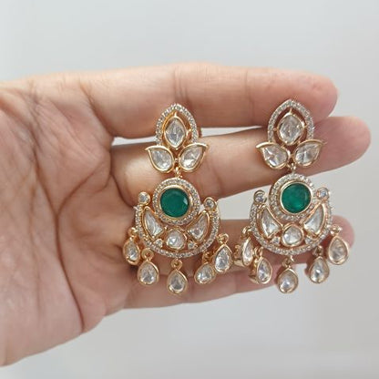 Green Harshi Kundan Chandbali