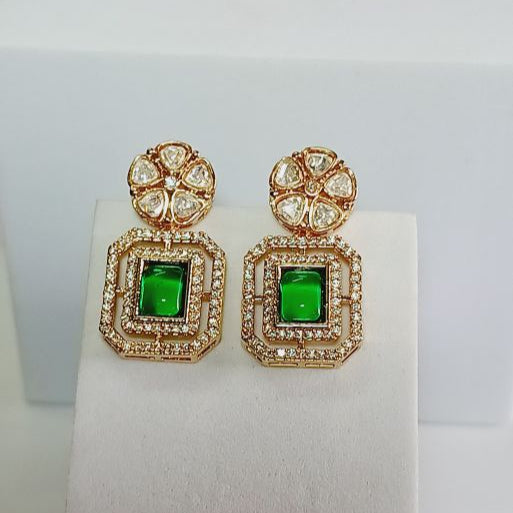 Green Irisa Kundan Drop Earrings