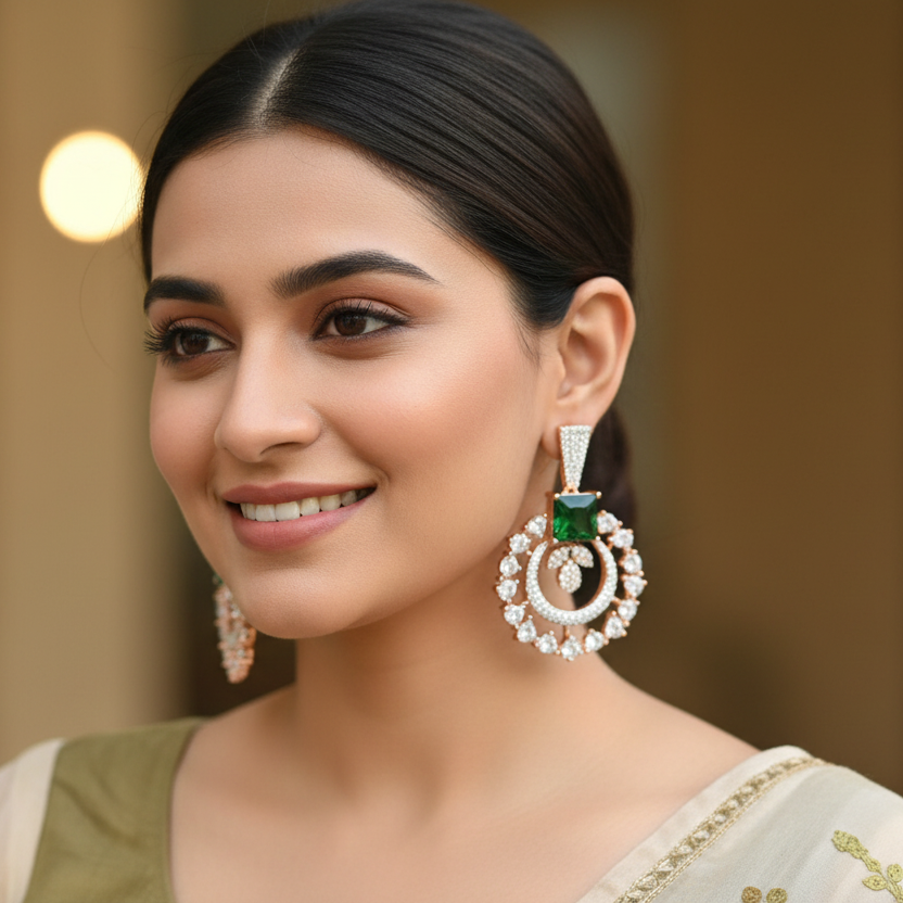 Green Kamya Chandbali