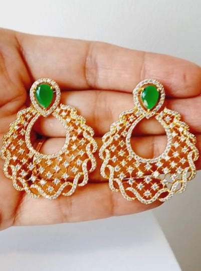 Green Kriti Chandbali Gold
