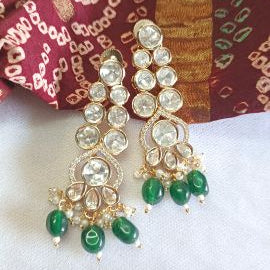 Green Latika Kundan Dangle