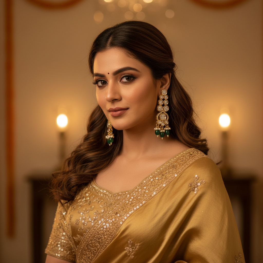 Green Latika Kundan Dangle