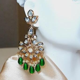 Green Kundan Radha Danglers