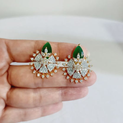 Green Raha Studs - Gold