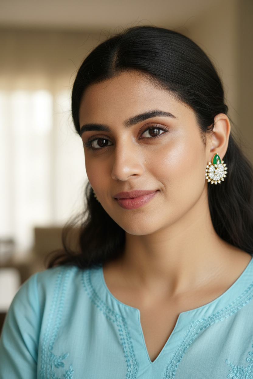 Green Raha Studs - Gold