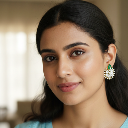 Green Raha Studs - Gold