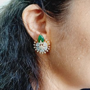 Green Raha Studs - Gold