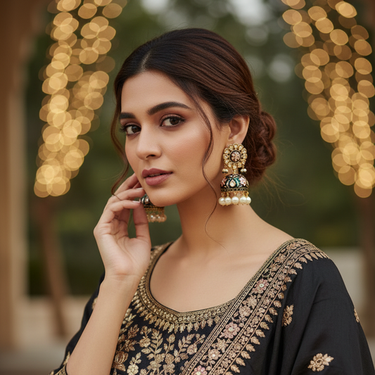 Green Rakhi Kundan Jhumki