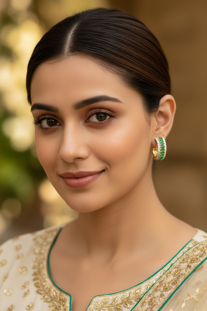Green Ushma Diamond Balis - Gold