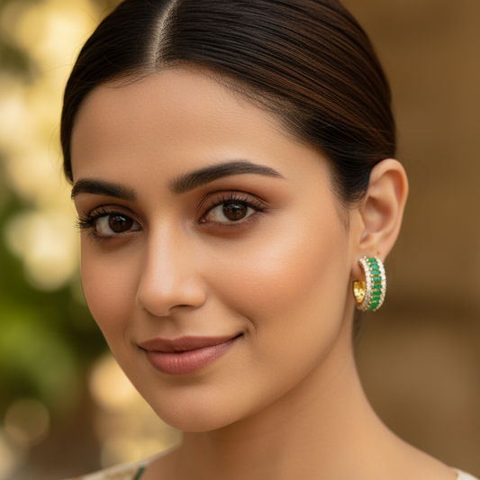 Green Ushma Diamond Balis - Gold