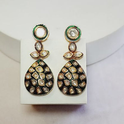 Green Varada Kundan Drop Earrings