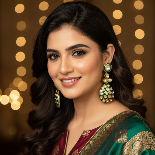 Green Varada Kundan Drop