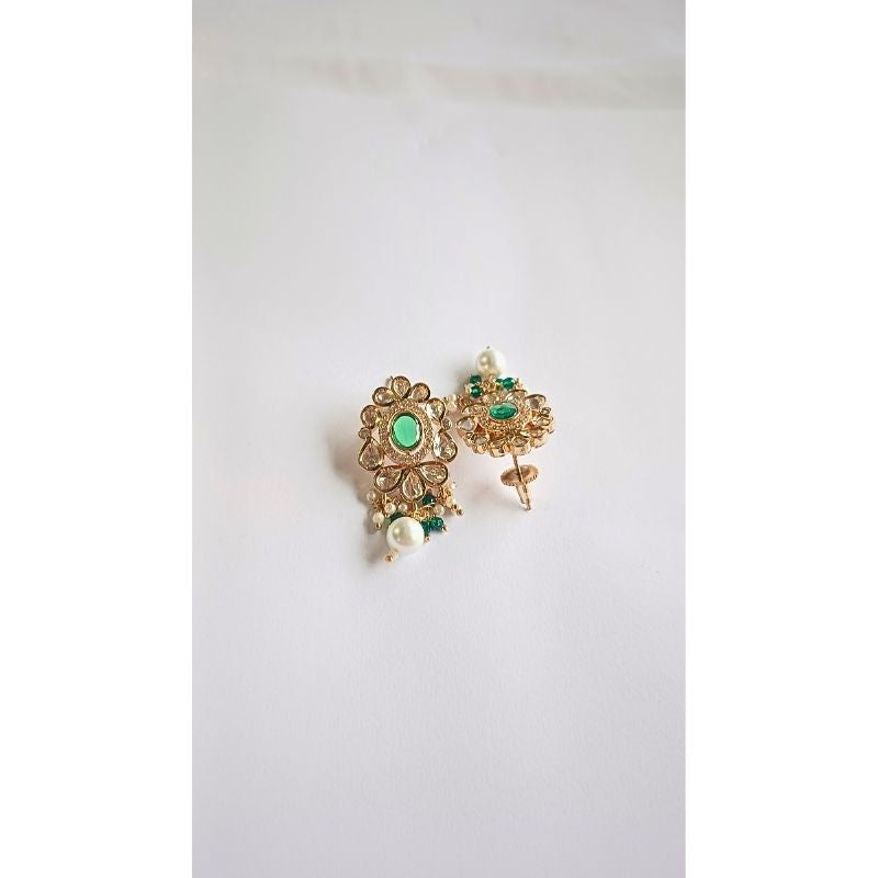 Green Dhara Kundan Drop Gold