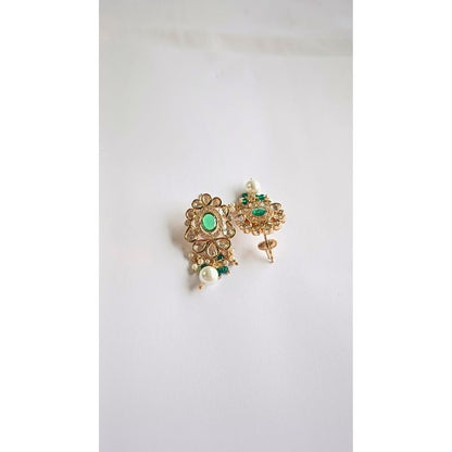 Green Dhara Kundan Drop Gold