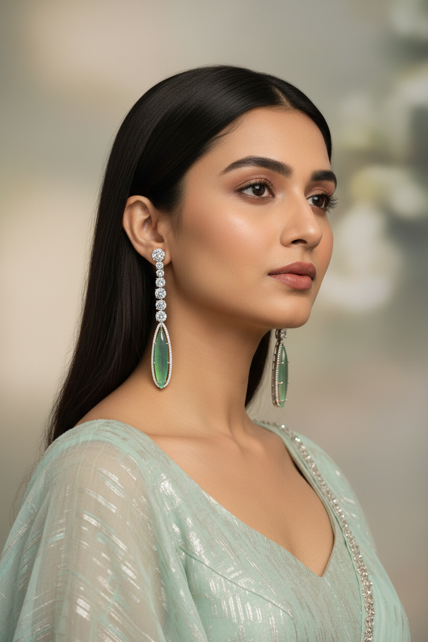 Mint Opal Danglers