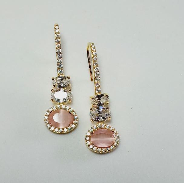 American Diamond Pink Alice Drop Earrings