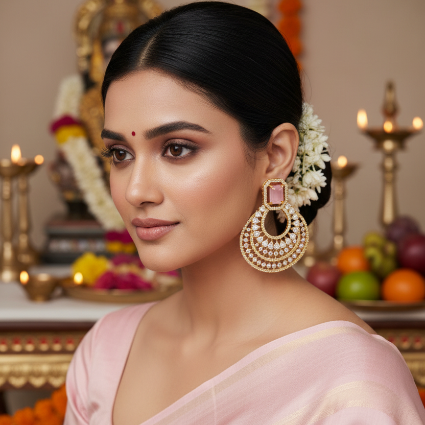 Pink Celina Chandbalis Gold