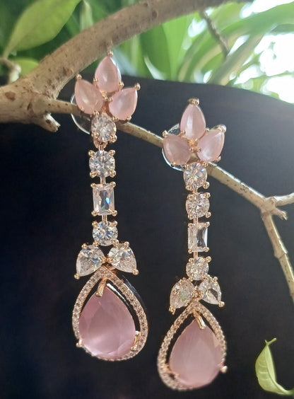 Pink Eden Danglers Rose Gold