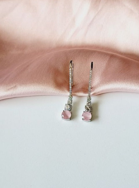 American Diamond Pink Ella Drop Earrings