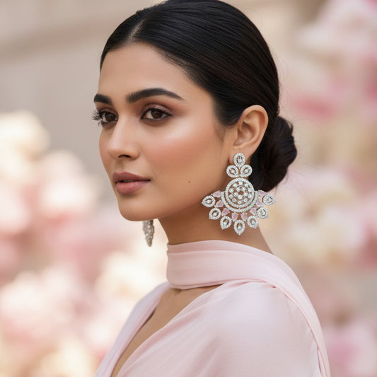 Pink Niyati Dangler - Silver