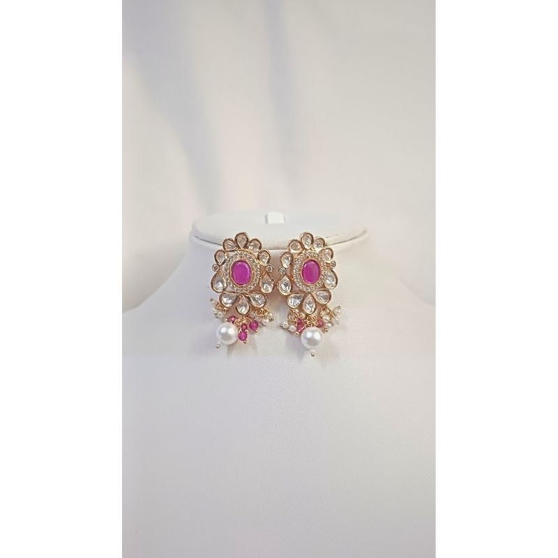 Pink Dhara Kundan Drop Gold