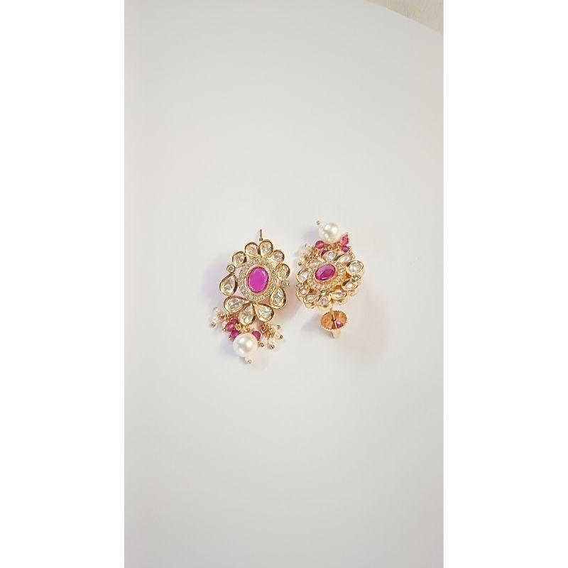 Pink Dhara Kundan Drop Gold