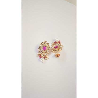 Pink Dhara Kundan Drop Gold