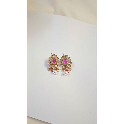 Pink Dhara Kundan Drop Gold