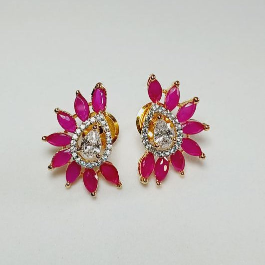 Red Anila American Diamond Studs Earrings