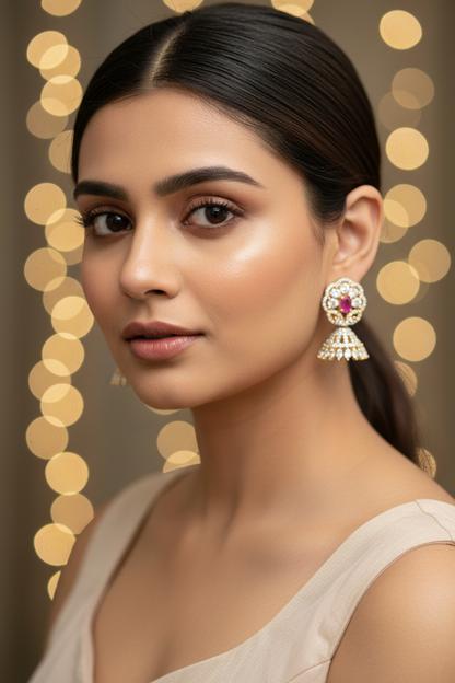 Red Ayra Jhumki - Gold