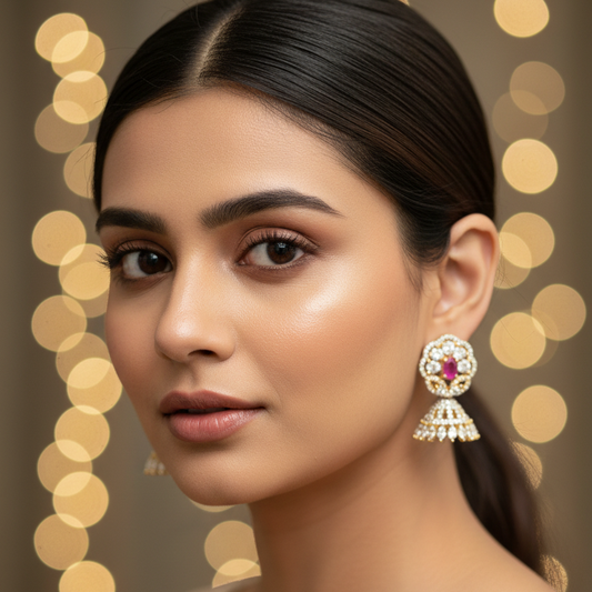 Red Ayra Jhumki - Gold