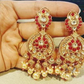 Red Cavery Kundan Dangler