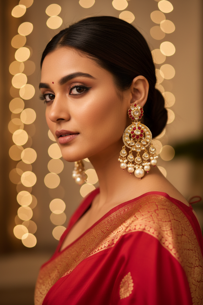 Red Cavery Kundan Dangler