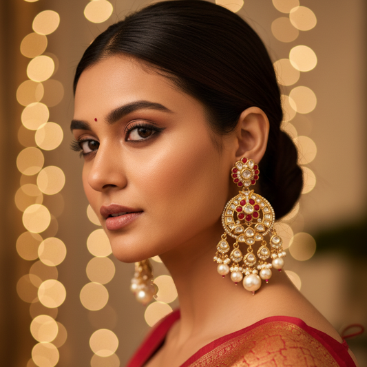 Red Cavery Kundan Dangler