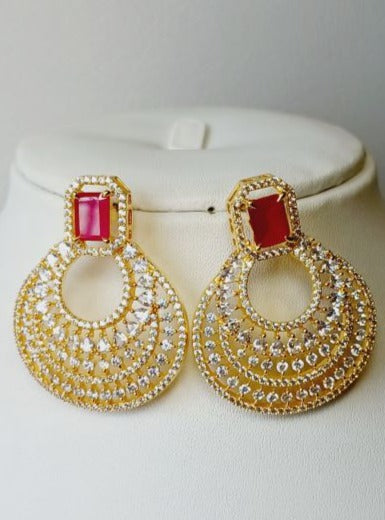 Red Celina Chandbali Gold