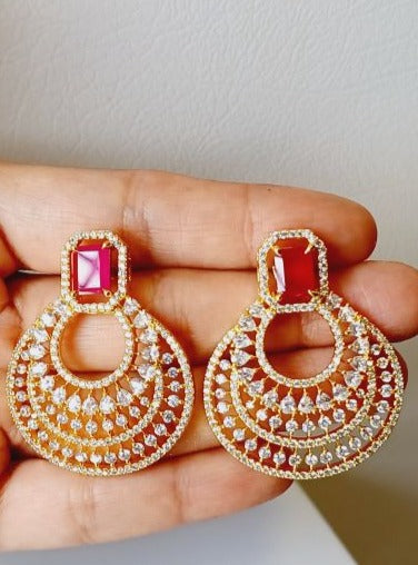 Red Celina Chandbali Gold