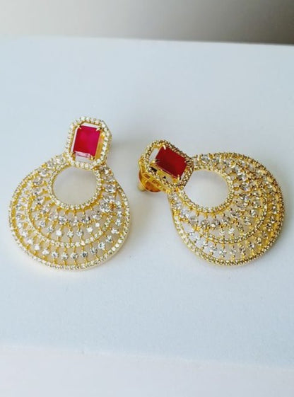 Red Celina Chandbali Gold