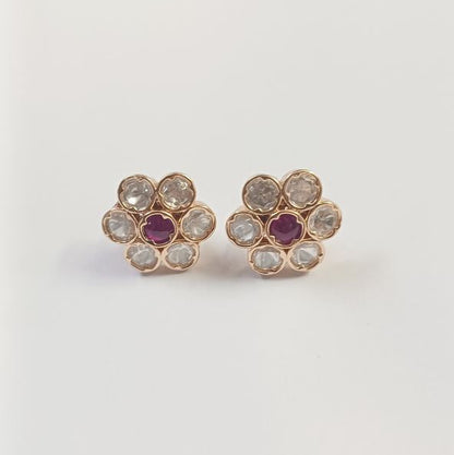 Red Devina Kundan Studs
