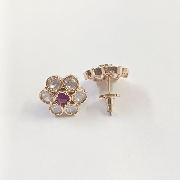 Red Devina Kundan Studs