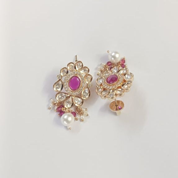 Pink Dhara Kundan Drop Gold