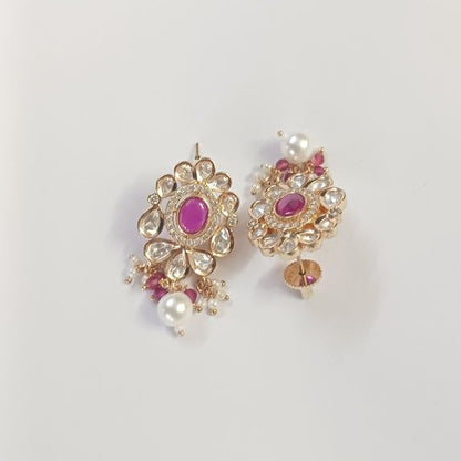 Pink Dhara Kundan Drop Gold