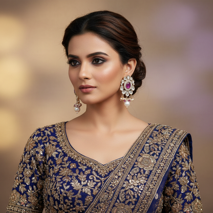 Pink Dhara Kundan Drop Gold